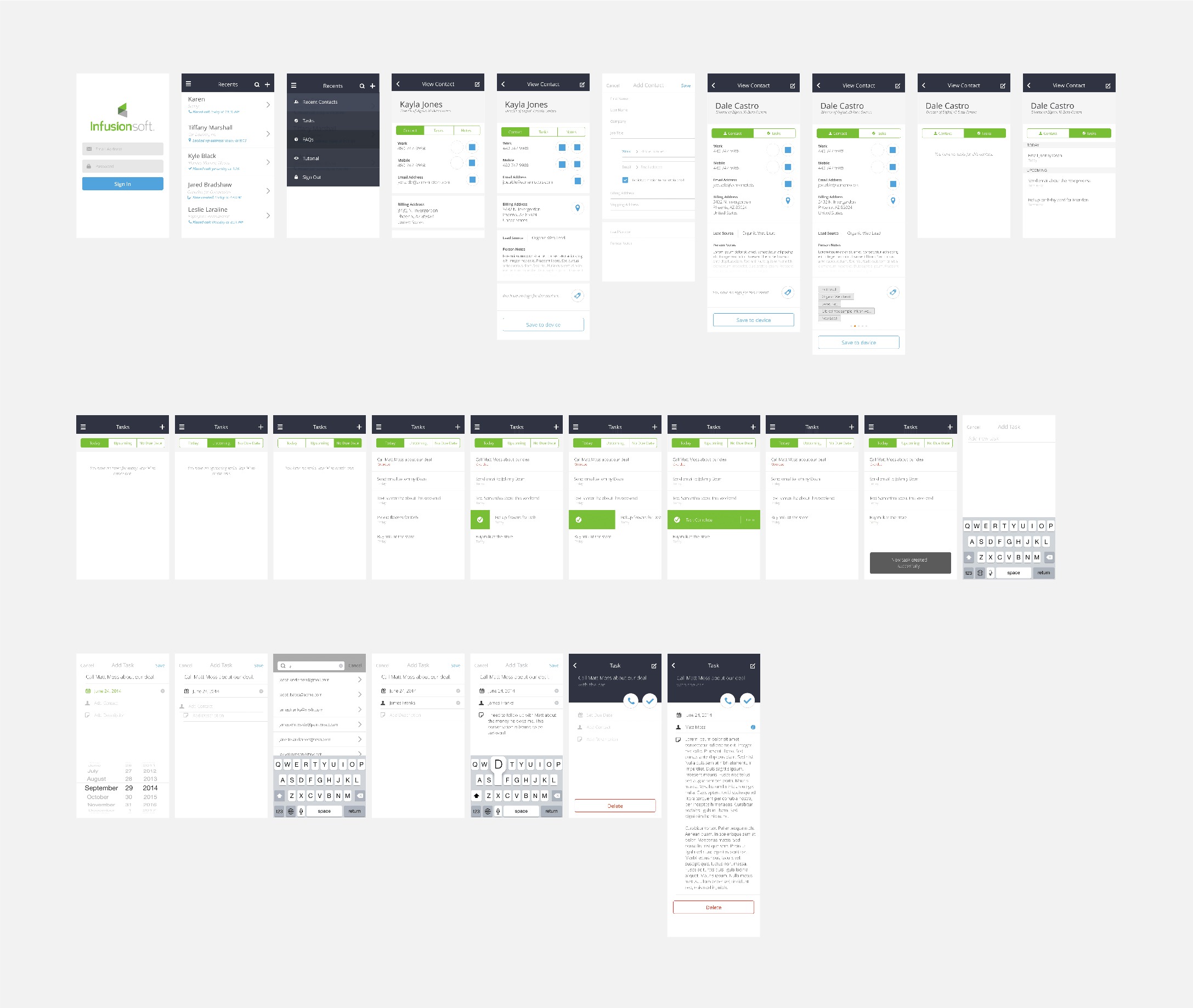 Infusionsoft Mobile Wireframes